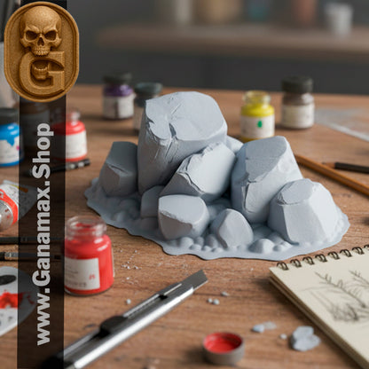Décor Rocaille 3D – Rochers Détailés pour Wargames et Dioramas