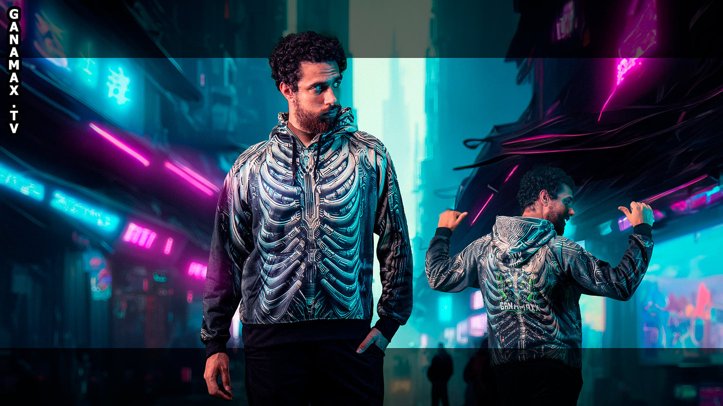 Sudadera con capucha "Coraza del Guerrero Esqueleto"