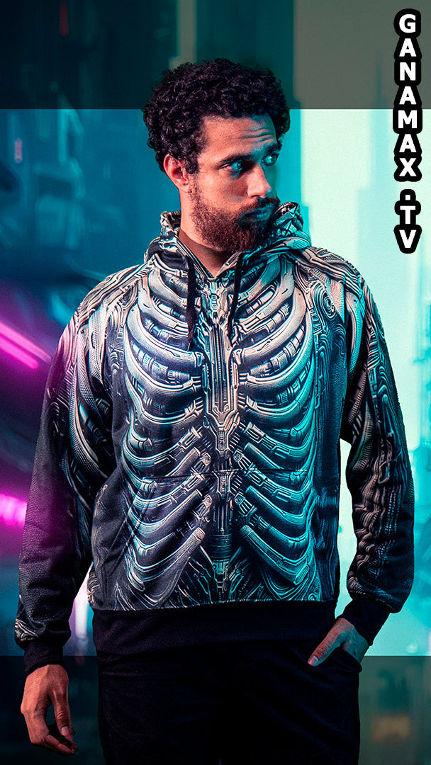 Sudadera con capucha "Coraza del Guerrero Esqueleto"