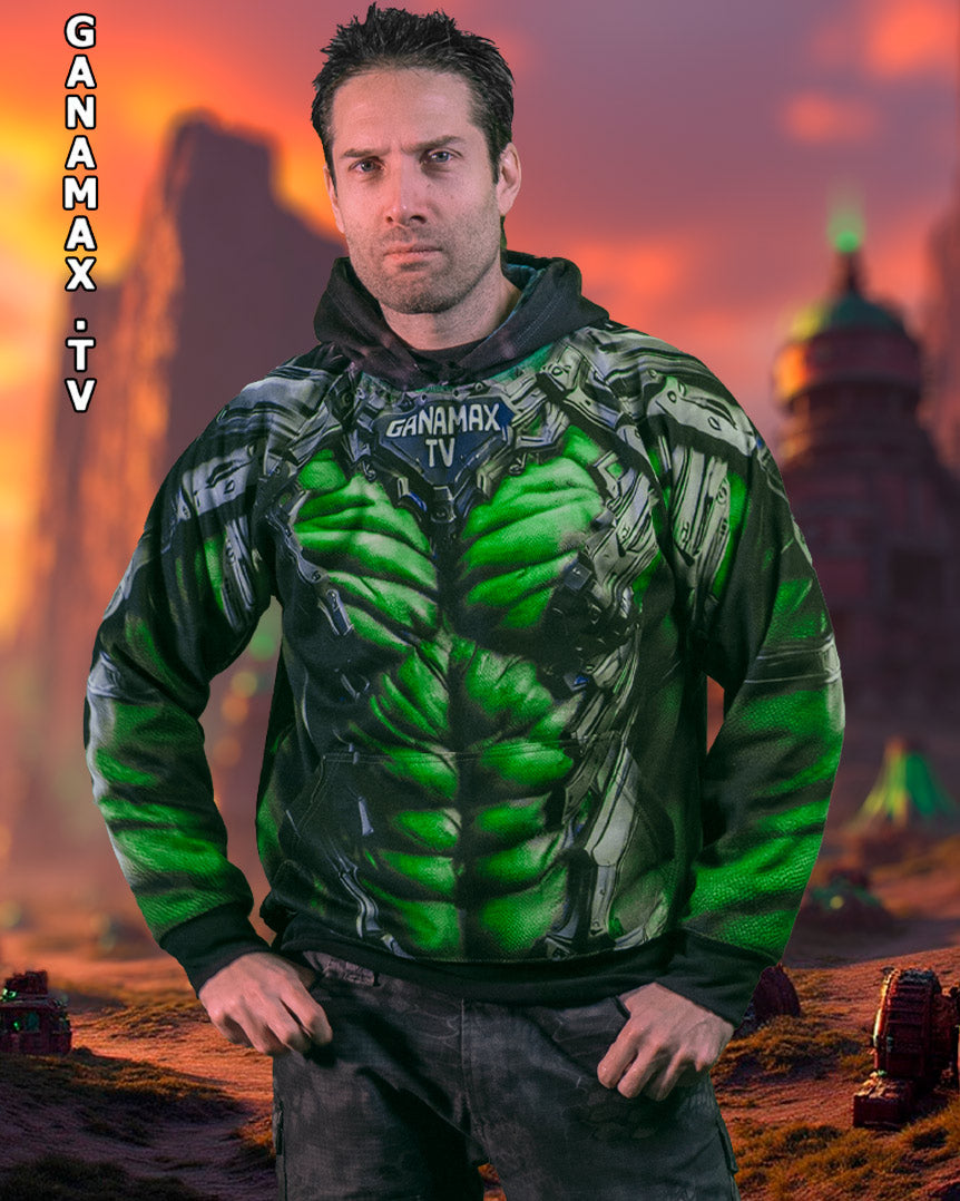 Sweat à capuche "Sweater de Wargame Guerrier Ork Futuriste"