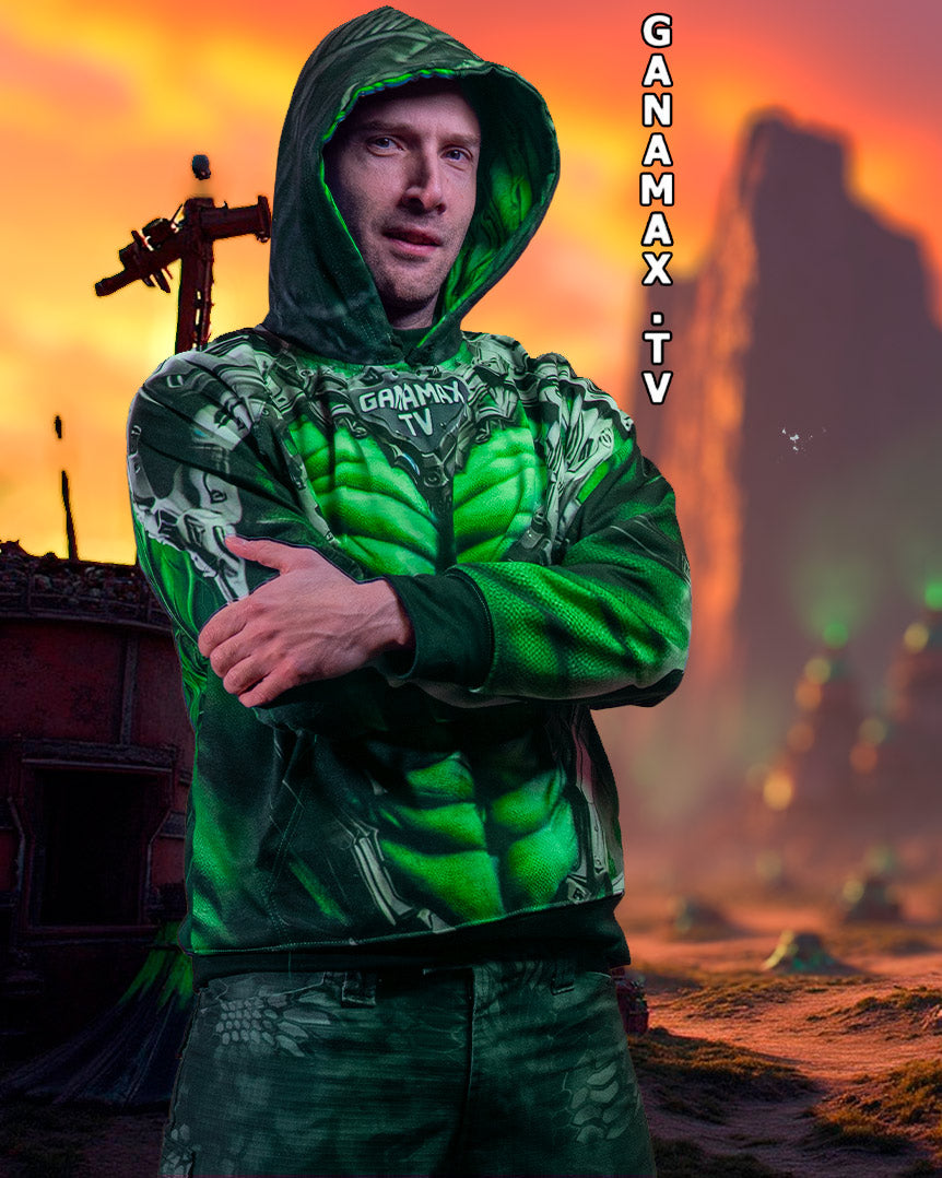 Sweat à capuche "Sweater de Wargame Guerrier Ork Futuriste"