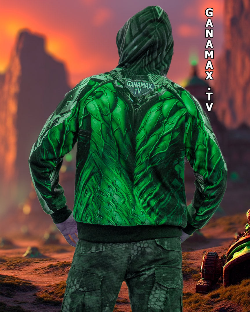 Sweat à capuche "Sweater de Wargame Guerrier Ork Futuriste"