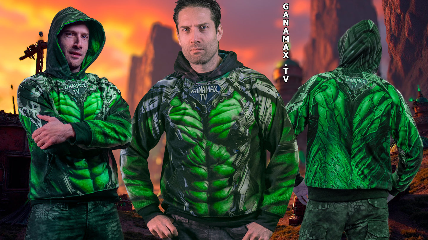 Sweat à capuche "Sweater de Wargame Guerrier Ork Futuriste"