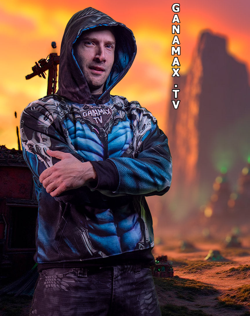 Sweat à capuche "Sweater de Wargame Guerrier Ork Futuriste"