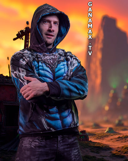 Sweat à capuche "Sweater de Wargame Guerrier Ork Futuriste"