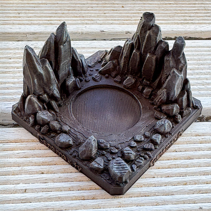 Mini diorama rocheux pour figurine – Socle décoratif imprimé en 3D – Présentoir figurine – Décor wargame & JDR