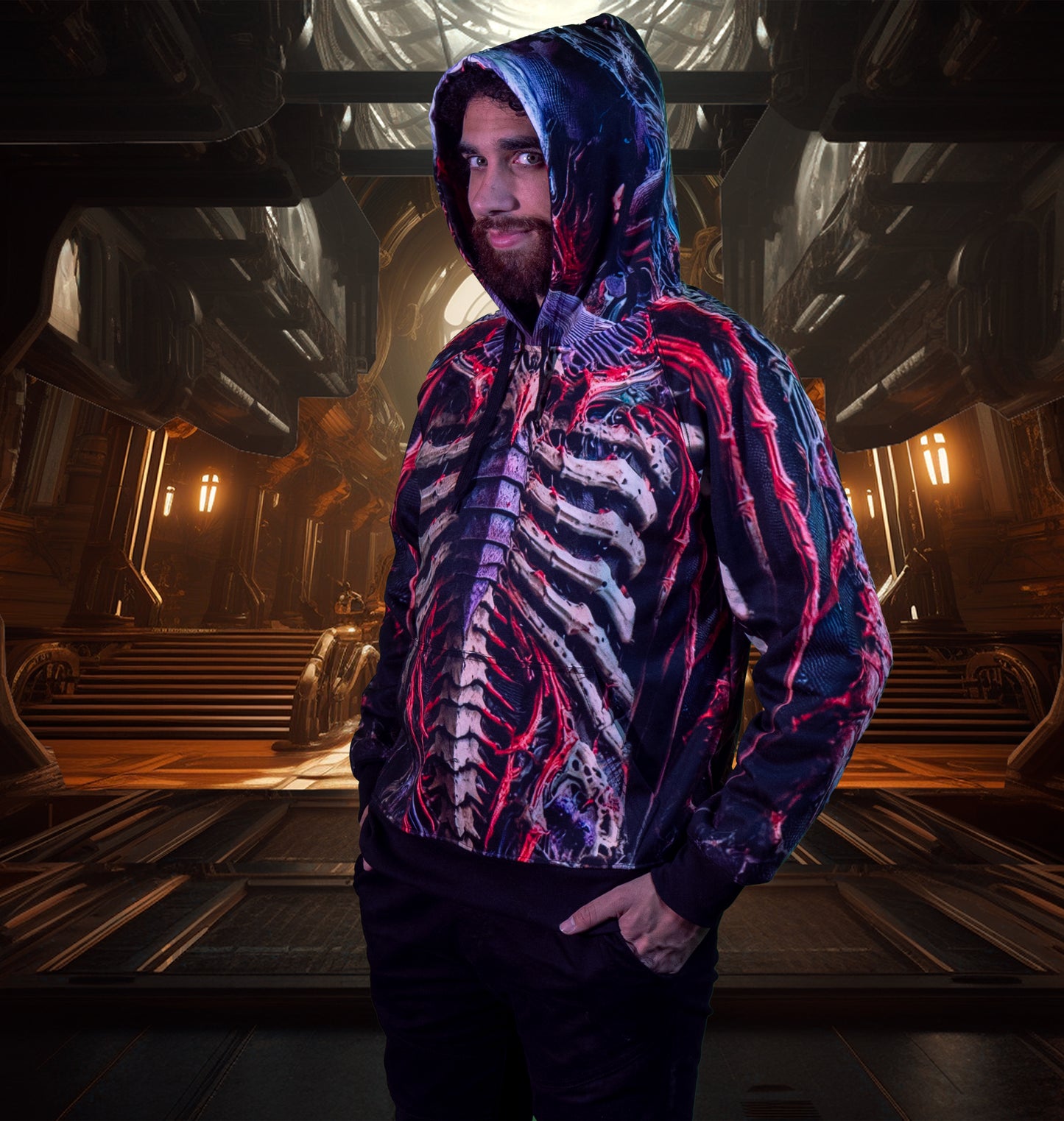 Sweat à capuche "Sweater de Wargame Insecte de l'Espace"